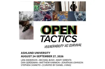 graphic promoting "Open Tactics: Vulnerability as Survival" art exhibition