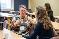 two people having a discussion