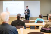 person talking about Buddhism