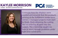 Kaylee Morrison internship testimonial