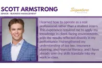 Scott Armstrong internship testimonial