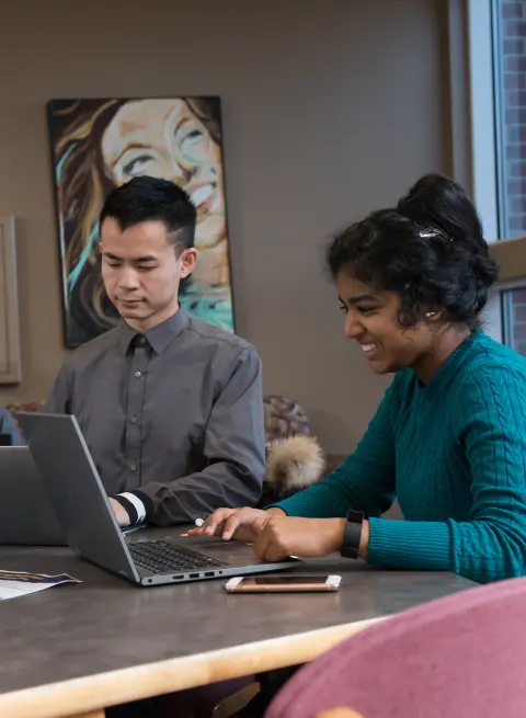 Students working on computers