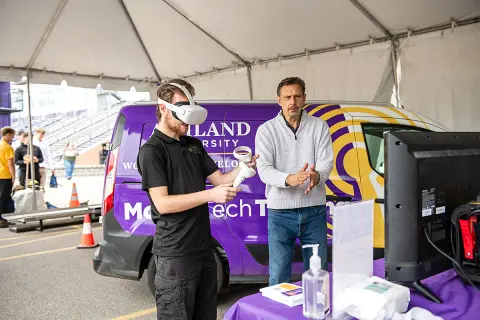 VR station at 2025 Junior Achievement event
