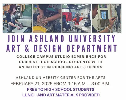 2026 Ashland University High School Art Experience Flyer