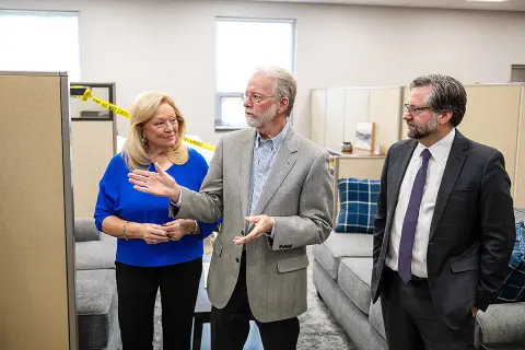 Donor Jim Chandler speaks at the Crime Scene Lab unveiling