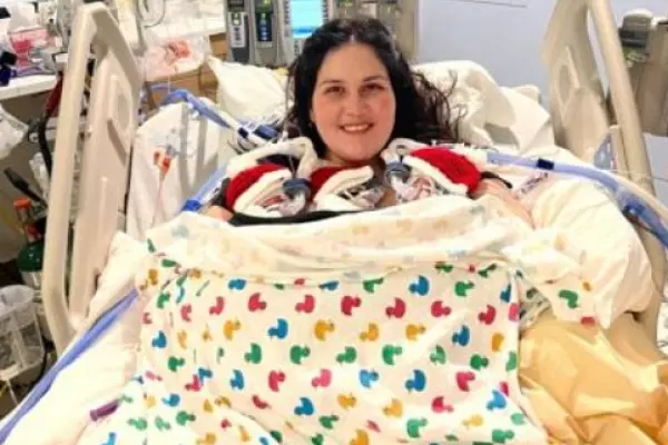 Brooke Larson with her triplets