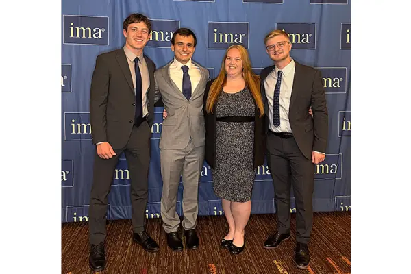 Max Vesper, Josh Hagan, Hilary Wallace and Dymtro Solomianiuk (left-to-right) at the 2025 IMA Accounting and Finance Conference