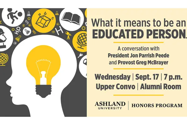 graphic promoting What It Means to Be an Educated Person event