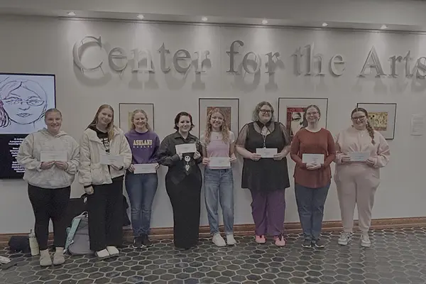 winners of the 2026 Juried Student Art and Design Exhibition pose for a picture