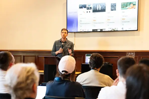 Tyler Remmel leading a discussion for one of SND's World’s Best awards