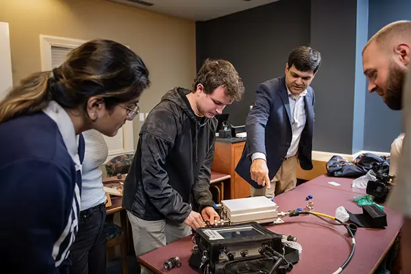 Students from the 5G Readiness Pilot program receiving hands-on learning