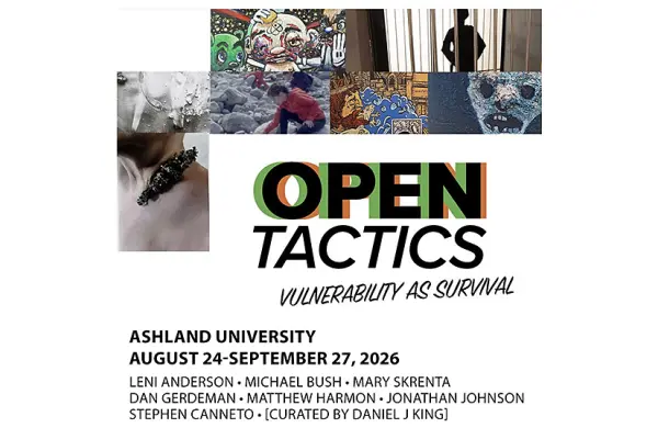 graphic promoting "Open Tactics: Vulnerability as Survival" art exhibition