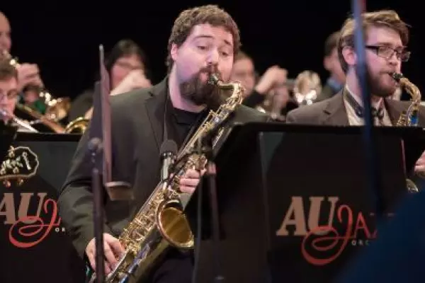 Saxophone player in AU Jazz Band