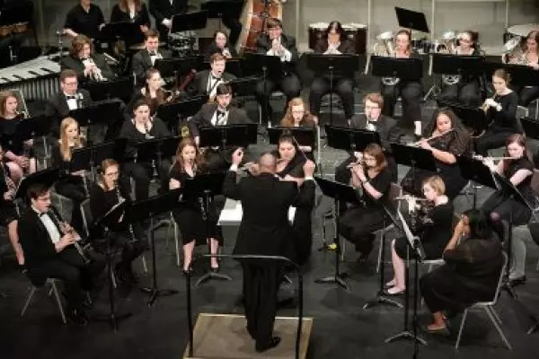 Overhead view of spring band concert