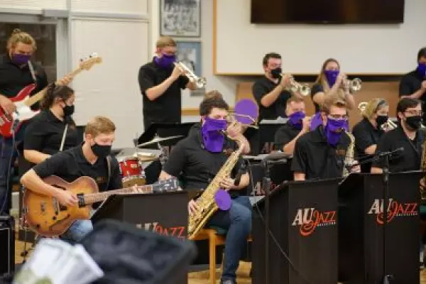 students playing is jazz band