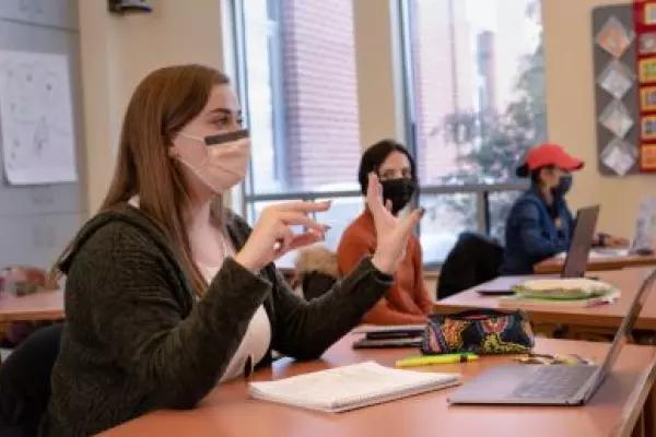 Students in classroom using computers