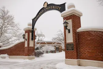 Arch to Academic Corridor with snow
