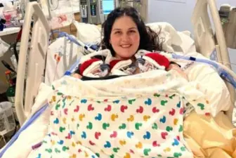 Brooke Larson with her triplets