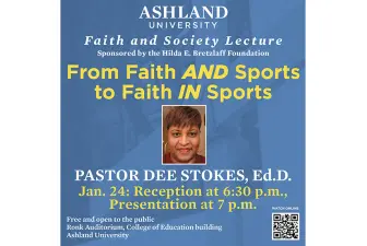 poster of Dee Stokes' Faith and Society lecture