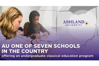 graphic promoting AU as 1 of 7 schools offering undergraduate classical education