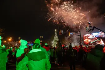 fireworks at the 2025 Ashland Christmas Parade