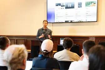 Tyler Remmel leading a discussion for one of SND's World’s Best awards