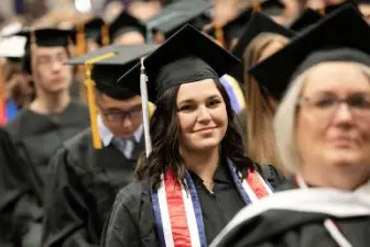 students at commencement cermony