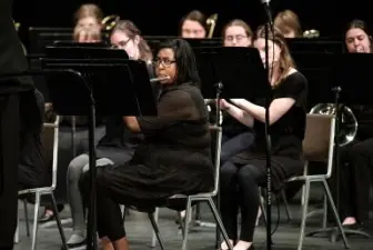 students playing in band concert