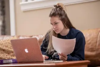 Student taking a class online