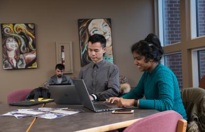 Students working on computers