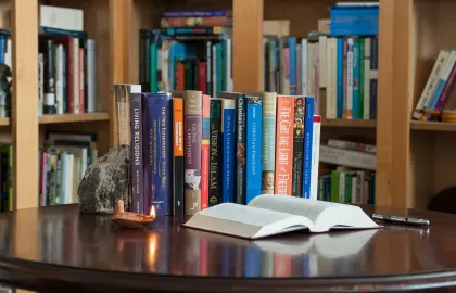 Religion books and lantern