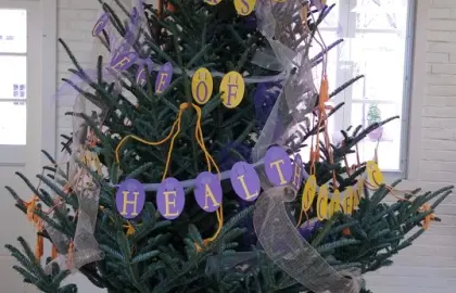 Dwight Schar College of Nursing and Health Sciences' Christmas tree