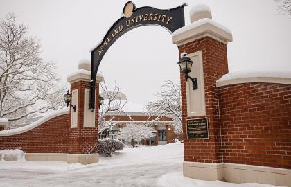 Arch to Academic Corridor with snow