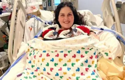 Brooke Larson with her triplets