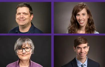head shots of Cory Hillman, Olga Monacell, Cara Rogers and David West