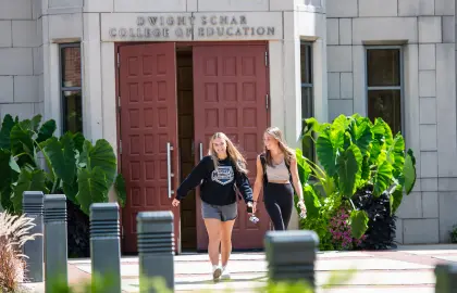students walking out of College of Education