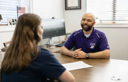 military-connected student in admissions office