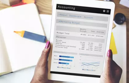 tablet with financial information on it