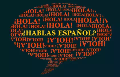 Word bubble with Spanish words