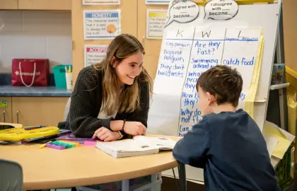 teacher with student