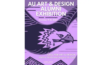graphic for alumni art exhibition in October 2025