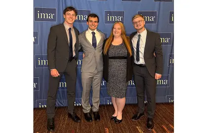 Max Vesper, Josh Hagan, Hilary Wallace and Dymtro Solomianiuk (left-to-right) at the 2025 IMA Accounting and Finance Conference