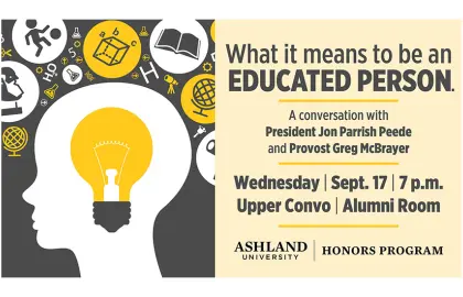 graphic promoting What It Means to Be an Educated Person event