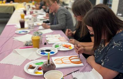 Employees in painting class