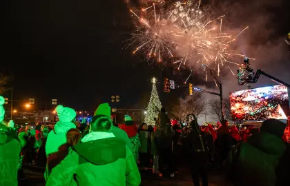 fireworks at the 2025 Ashland Christmas Parade