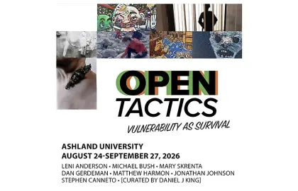 graphic promoting "Open Tactics: Vulnerability as Survival" art exhibition