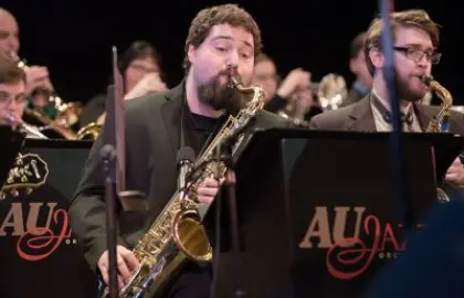 Saxophone player in AU Jazz Band