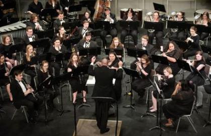 Overhead view of spring band concert