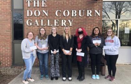 2022 Art Award Winners standing in front of Coburn Gallery
