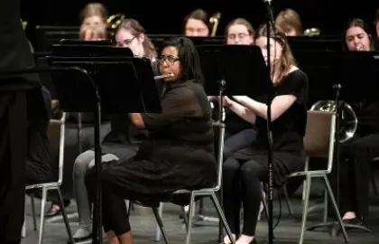 students playing in band concert